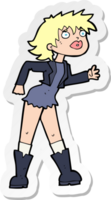 sticker of a cartoon girl in leather jacket png