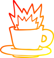 warm gradient line drawing of a cartoon cup of coffee png