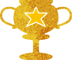 retro illustration stil tecknad serie av en guld trofén png