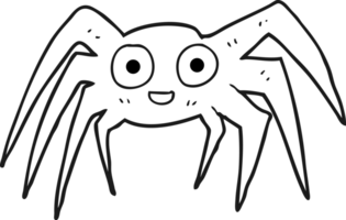 hand drawn black and white cartoon spider png