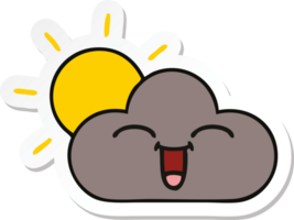 sticker of a cute cartoon storm cloud and sun png