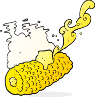 Hand gezeichnet Karikatur Mais auf Cob mit Butter png