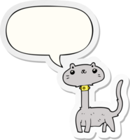 tekenfilm kat met toespraak bubbel sticker png