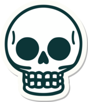 pegatina de tatuaje al estilo tradicional de una calavera png