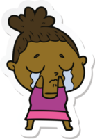 sticker of a cartoon crying woman png