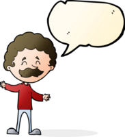 cartoon happy man with mustache with speech bubble png