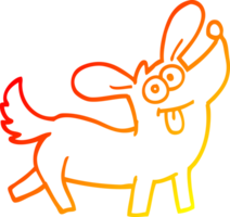 warm gradient line drawing of a cartoon happy dog png