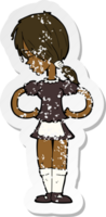 retro distressed sticker of a cartoon waitress png