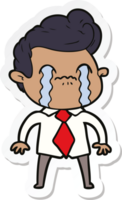 sticker of a cartoon man crying png