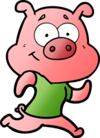 happy cartoon pig running png