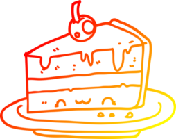 warm gradient line drawing of a cartoon cake png