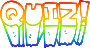 rainbow gradient line drawing of a cartoon quiz sign png