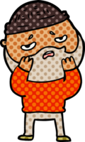 cartoon worried man with beard png