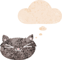 content dessin animé chat avec pensée bulle dans grunge affligé rétro texturé style png