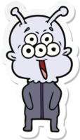 sticker of a happy cartoon alien png