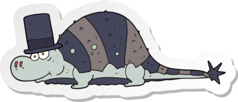 sticker of a cartoon dinosaur in top hat png