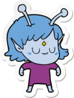 autocollant d'une fille extraterrestre de dessin animé png