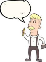 mano disegnato discorso bolla cartone animato uomo con taccuino png