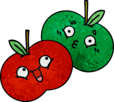 retro grunge textura dibujos animados de un jugoso manzana png