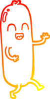 warm gradient line drawing of a cartoon dancing sausage png