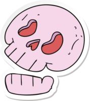 sticker of a quirky hand drawn cartoon skull png