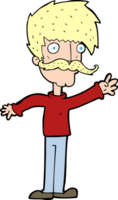 cartoon waving mustache man png