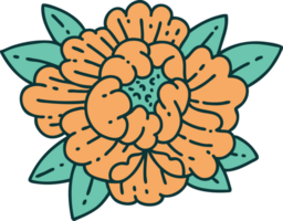 iconic tattoo style image of a blooming flower png