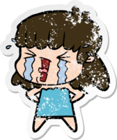 distressed sticker of a cartoon woman png