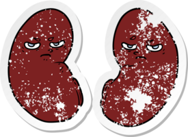 distressed sticker of a cartoon irritated kidneys png