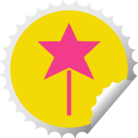 circular peeling sticker cartoon of a star wand png