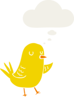 cartoon bird with thought bubble in retro style png