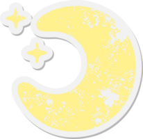 autocollant grunge de dessin animé lune et étoiles png