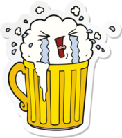 sticker of a cartoon mug of beer crying png