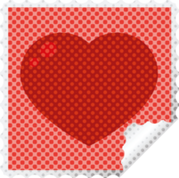 Sello de pegatina cuadrada gráfica con símbolo del corazón png