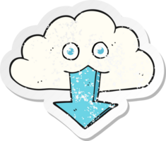 retro distressed sticker of a cartoon download from the cloud png