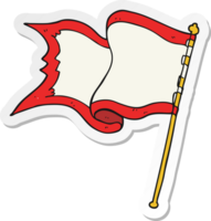 sticker of a cartoon flag blowing in wind png