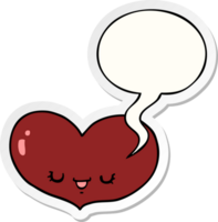 dessin animé l'amour cœur personnage avec discours bulle autocollant png