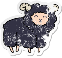 distressed sticker of a quirky hand drawn cartoon ram png