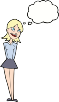 cartoon happy woman with thought bubble png