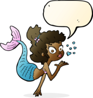 sirena bonita de dibujos animados con burbujas de discurso png