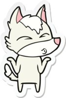 sticker of a cartoon wolf shrugging shoulders png