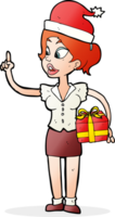 Cartoon-Frau mit Geschenk png