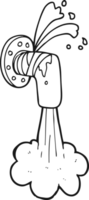 hand drawn black and white cartoon leaky pipe png