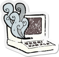 retro distressed sticker of a cartoon old computer png