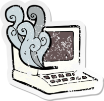 retro noodlijdende sticker van een cartoon oude computer png