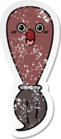 distressed sticker of a cute cartoon paint brush png