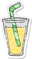 distressed sticker of a cartoon fizzy drink png