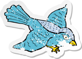 retro distressed sticker of a cartoon flying bird png