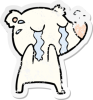 distressed sticker of a cartoon crying polar bear png