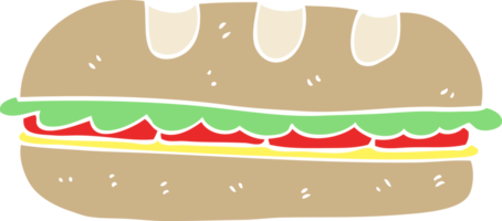flat color illustration of huge sandwich png